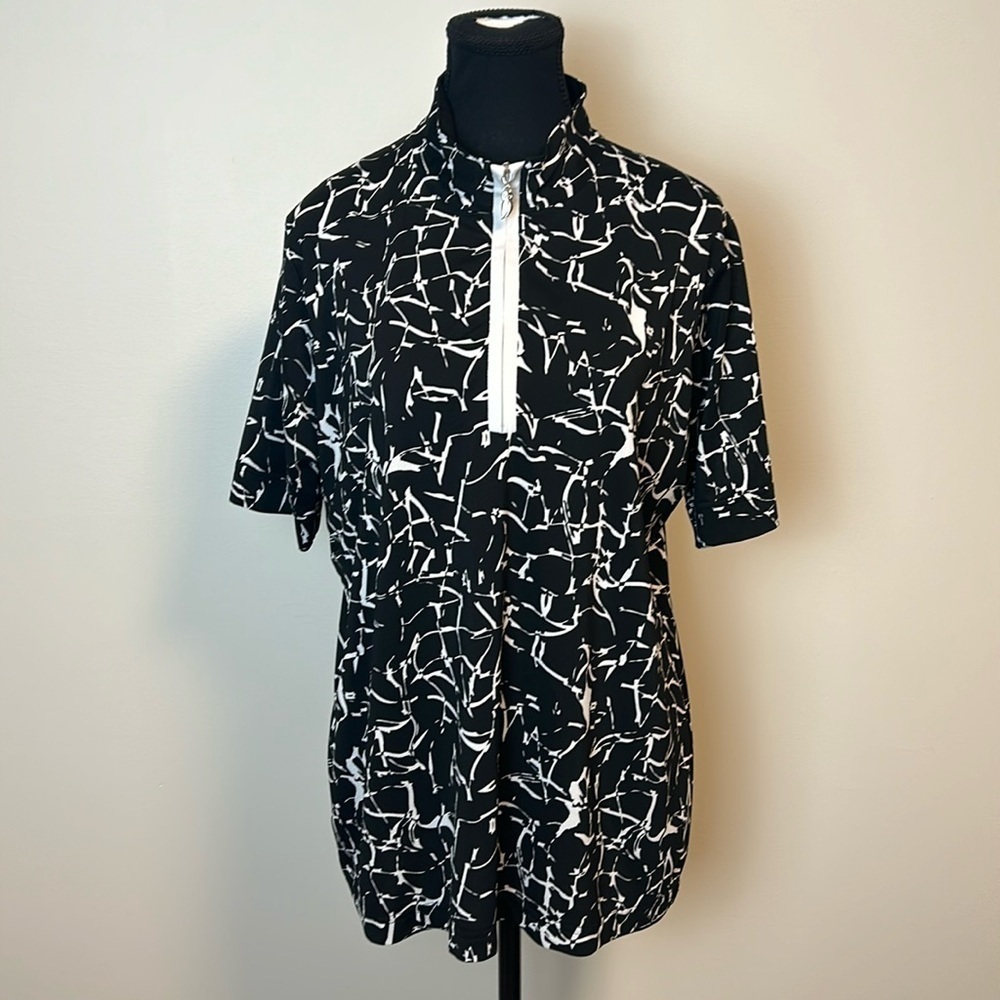 Sport Haley Black White Short Sleeve Golf Shirt Sz XL